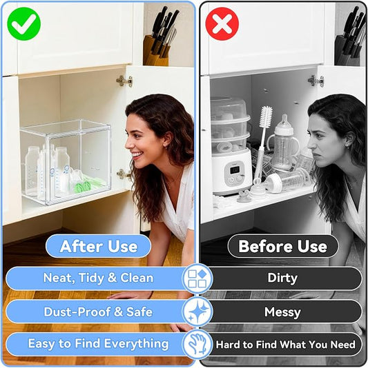 Baby Bottle Organizer for Countertop, Small Clear Bottle Storage Organizer - Image 2