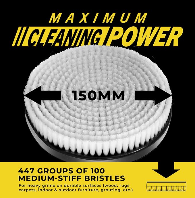 VViViD Drill Backing Plate + Power Scrub Brush Attachment, 150mm Diameter Large - Image 2