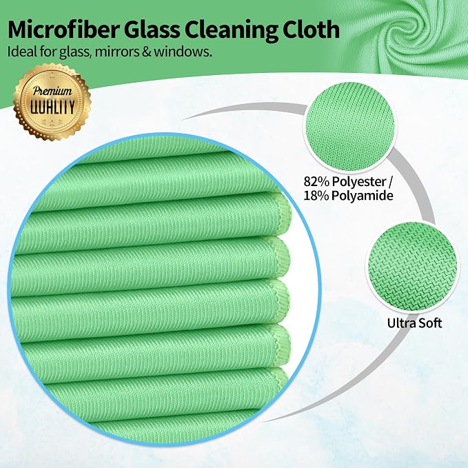 HOMERHYME Microfiber Cleaning Cloth, 10 Pack Glasses Cleaning Cloth, Streak - Image 2