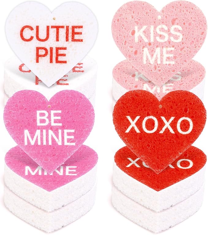 Whaline 8Pcs Valentine’s Day Kitchen Sponges Water Absorbing Dish Washing by Whaline