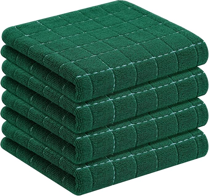 Homaxy 100% Cotton Terry Kitchen Towels, Checkered Designed, Soft and Super by Homaxy