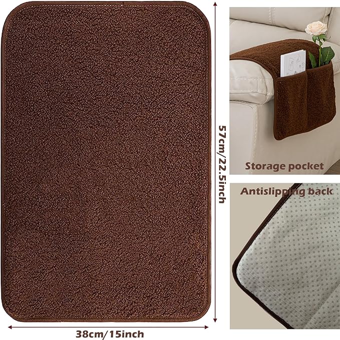 Armrest Cover, Recliner Chair Protector, Furniture Protector Slip, Side Storage Pocket, Stretch Armchair Couch Arm Rest Cover for Recliner, Chair, Sofa (Wine Red,3 Seater(5pcs))