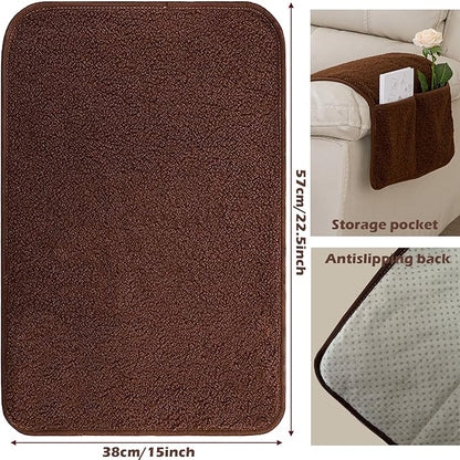 Armrest Cover, Recliner Chair Protector, Furniture Protector Slip, Side Storage Pocket, Stretch Armchair Couch Arm Rest Cover for Recliner, Chair, Sofa (Wine Red,3 Seater(5pcs))