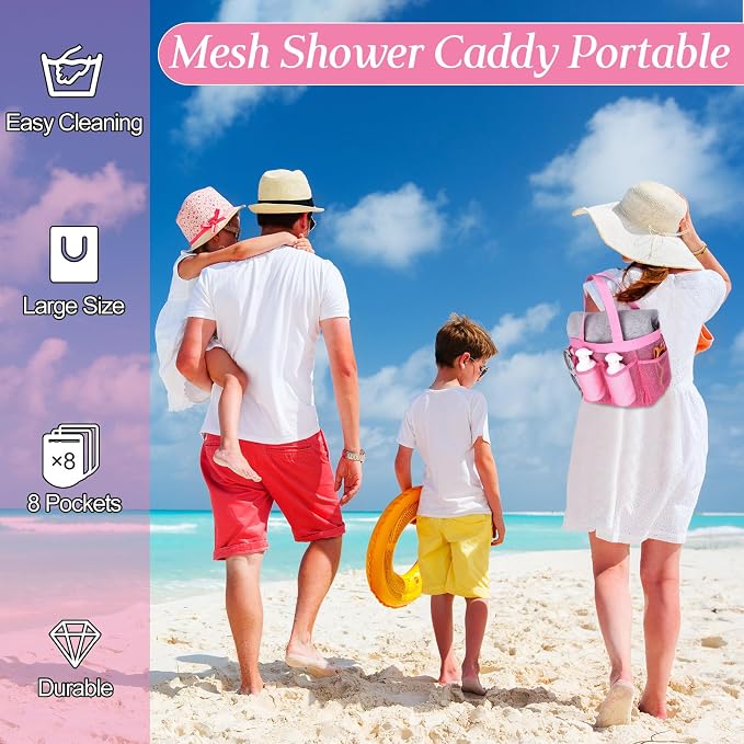 Hillban 4 Pcs Mesh Shower Caddy Portable Large Quick Dry Shower Caddy Basket - Image 5