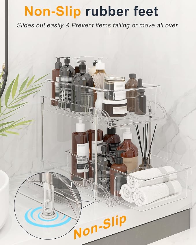 Under Sink Organizer, Bathroom Organizers and Storage, 2 Tier Multi-Use Pull - Image 6
