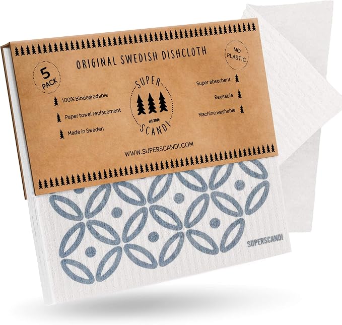 SUPERSCANDI 5 Pack Swedish Dishcloths by SUPERSCANDI