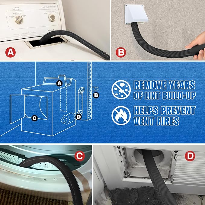 Sealegend Dryer Vent Cleaner Kit Vacuum Hose Attachment Compatible - Image 3