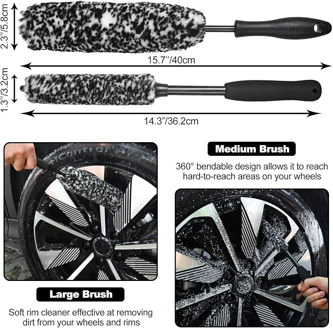 12Pcs Wheel Brush Kit for Cleaning Wheel and Tire, Wheel and Rim Brush - Image 2