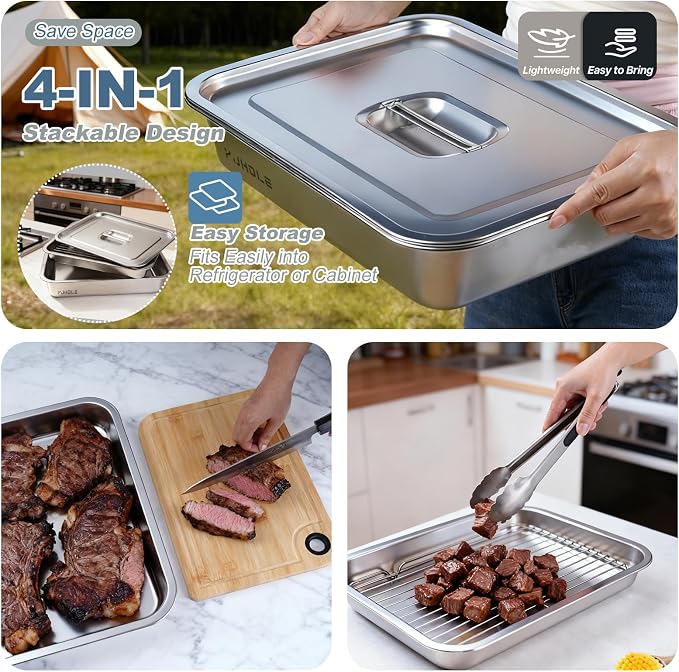 Grilling Prep and Serve Trays, Stainless Steel Large Capacity Food Prep Trays - Image 8