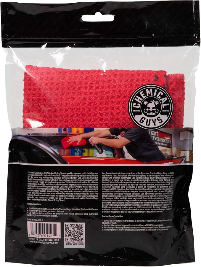 Chemical Guys Waffle Weave Glass & Window Microfiber Towel - Image 3