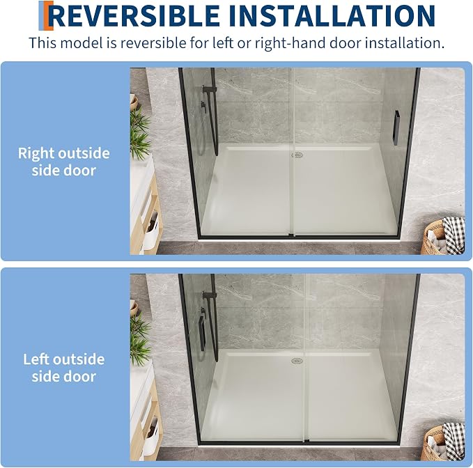 Fully Framed Sliding Shower Door, Adjustable 56"-60" W x 72" H - Image 3