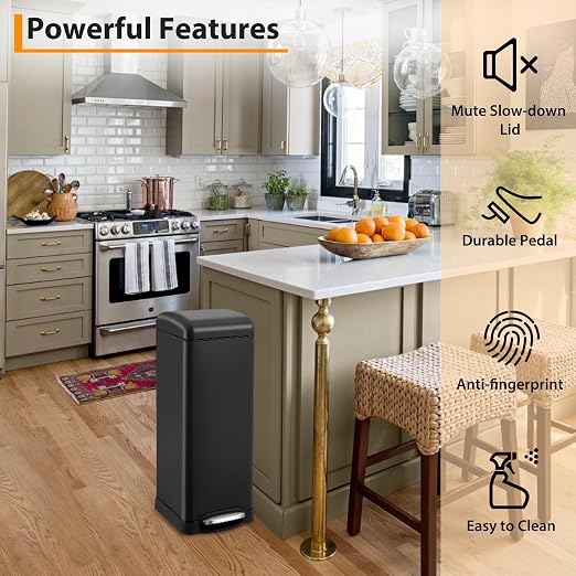 TrailBlaze 8Gallon / 30l Kitchen Trash Can, Stainless Steel Rectangular Pedal - Image 6
