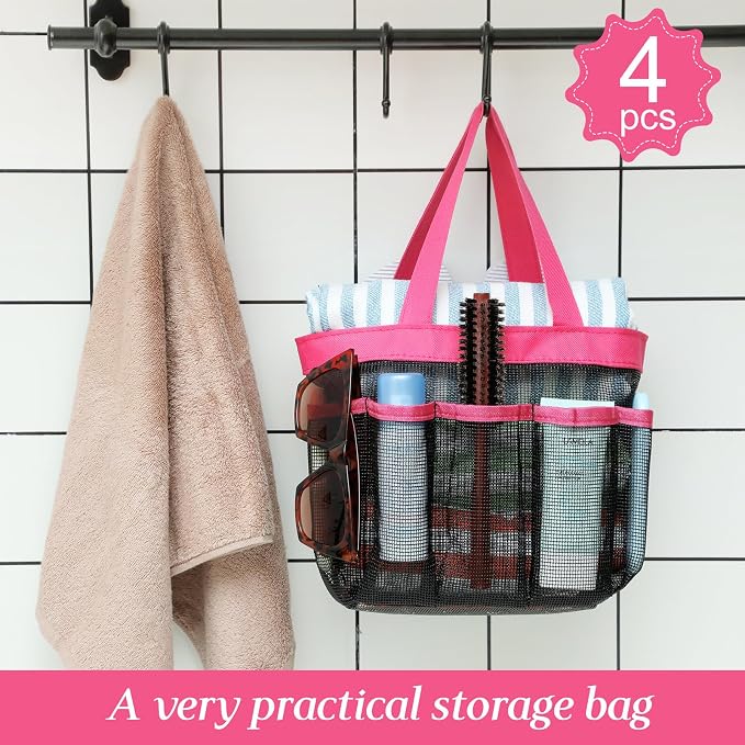 Hillban 4 Pcs Mesh Shower Caddy Portable Large Quick Dry Shower Caddy Basket - Image 4