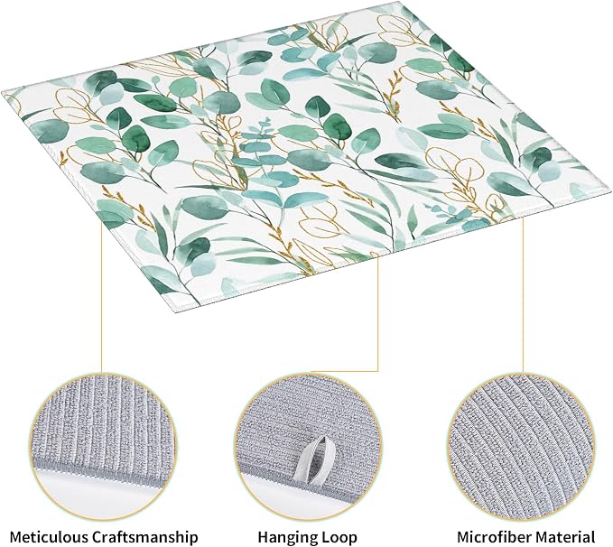 Sage Green Leaves Dish Drying Mat - Image 3