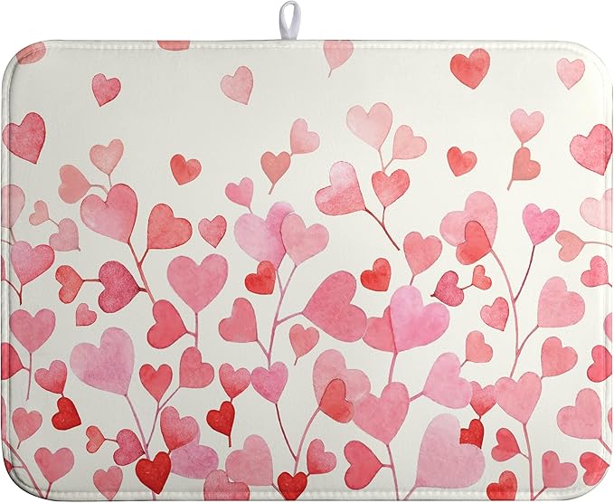 Happy Valentines Day Dish Drying Mat Valentine Drying Matt Kitchen Counter Love by farg