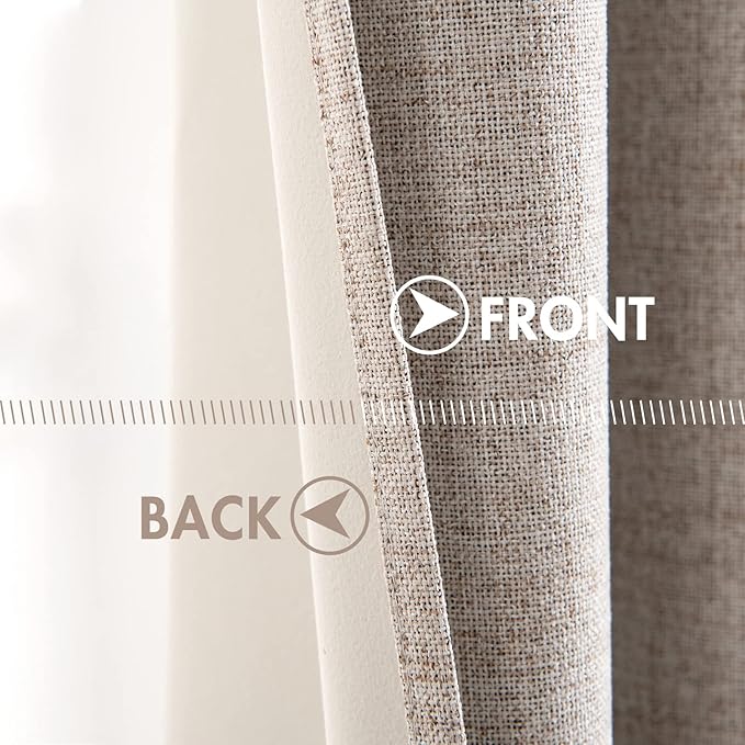 MIULEE Linen Texture Curtains, 2 Pack Blackout Thermal Insulated Khaki, 52x120 Inch Grommet Room Darkening Curtains/Draperies for Bedroom, Living Room, Nursery