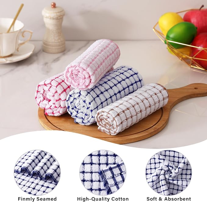 Homaxy Kitchen Towels and Dishcloths Set, 16 x 25 and 12 x 12 Inches, Super - Image 4