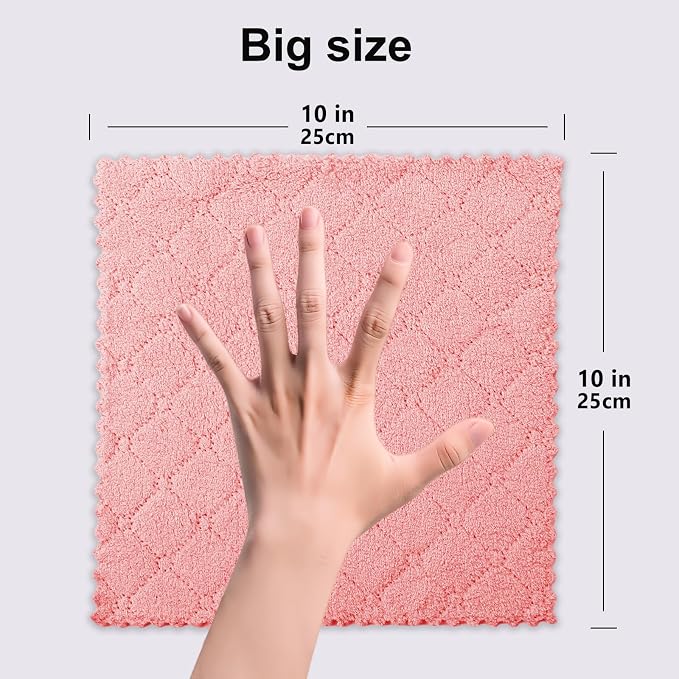 12-Pack Kitchen Cloth, Dish Towels, Microfiber Cleaning Cloths, Premium Coral - Image 6