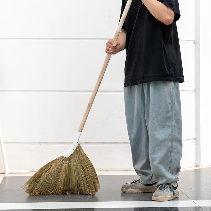 Natural Broom - Indoor Grass Broom - Long Handle Broomstick - Image 6