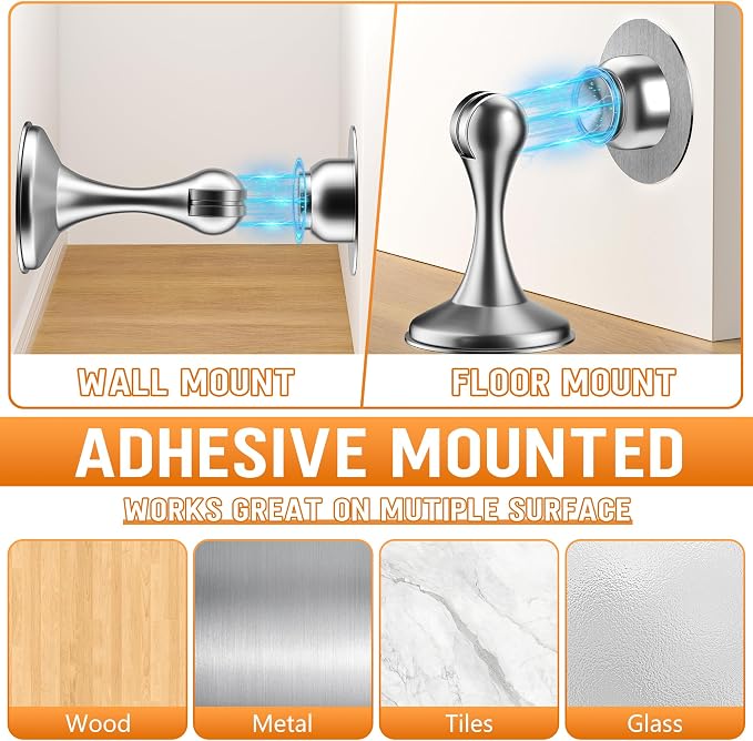 Crosize Magnetic Door Stoppers 2 Pack, Stainless Steel Door Catch - Image 5