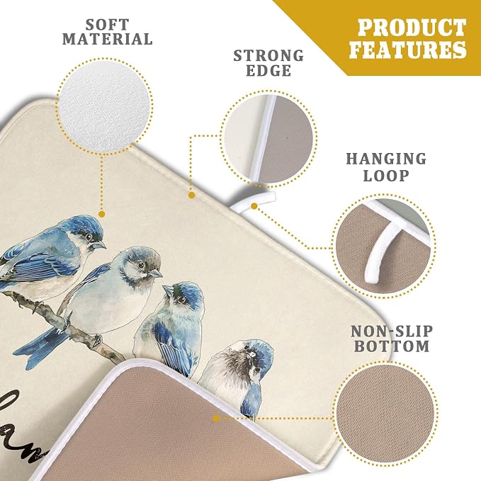 Home Blue Bird Family Dish Drying Mat - Image 4