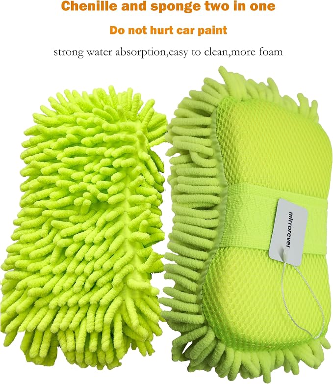 Microfiber Car Wash Sponge-Non-Scratch Wash Mitt-Two Sided Chenille Microfiber - Image 2