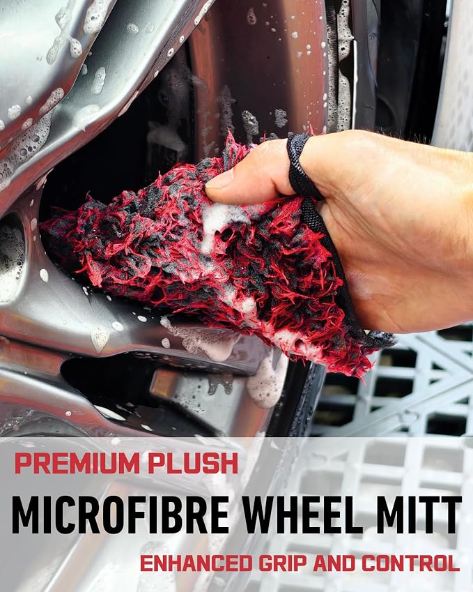 8PCS Wheel Cleaning Kit with Microfiber Brush & Rubber Grip Tire Brush - Image 5