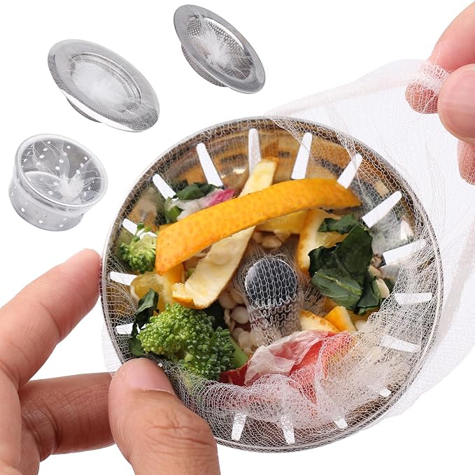 400 PCS Disposable Mesh Sink Strainer Bags, Kitchen Sink Strainer Mesh Bag by CHIAOJIHE