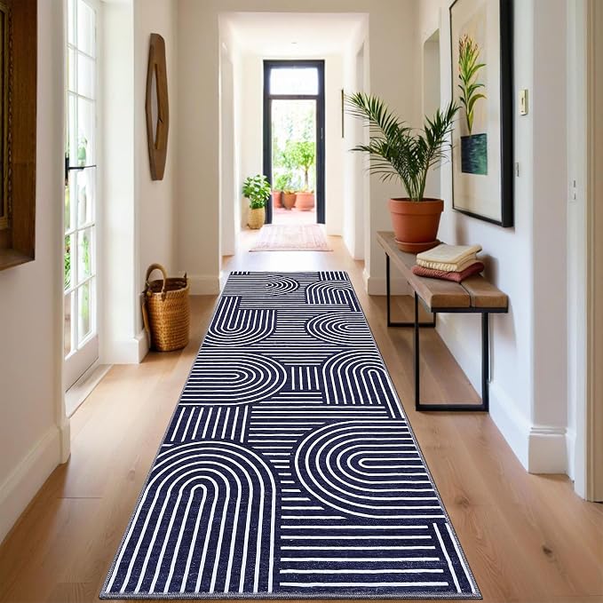 Modern Rug 2.5x10 Runners for Hallways, Abstract Kitchen Runner Rugs Non Slip by ROYHOME