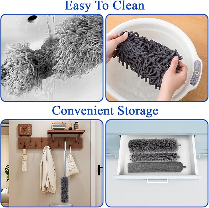 Dusters for Cleaning, Bendable Extendable Long Feather Duster for Cleaning Fan - Image 5