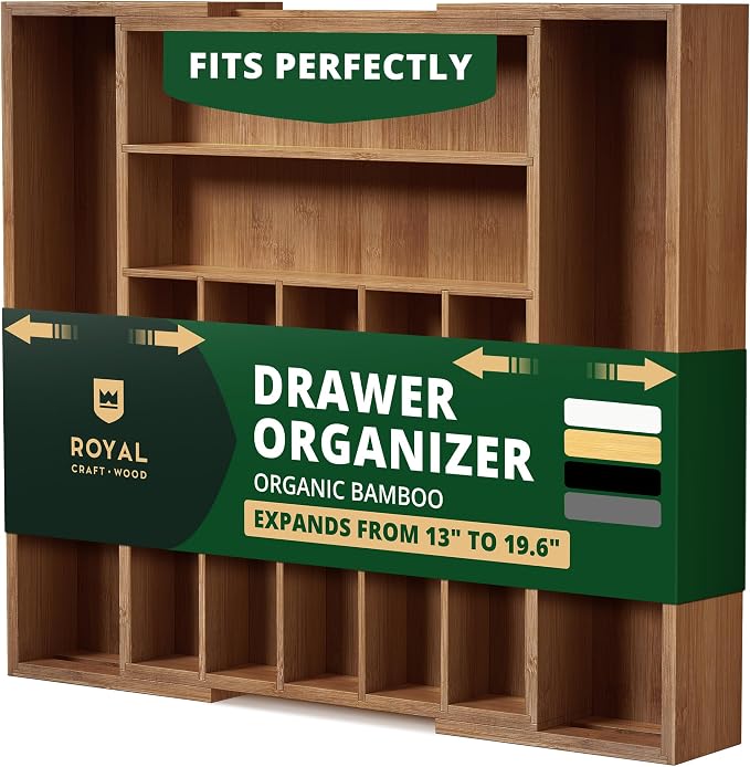 ROYAL CRAFT WOOD Luxury Bamboo Kitchen Drawer Organizer by RoyalCraftWood
