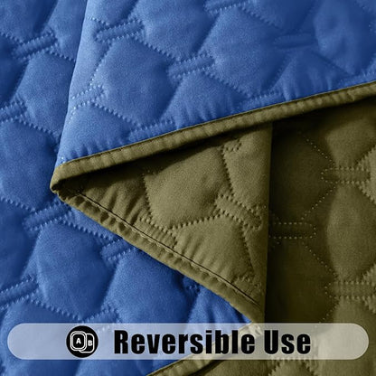 Smiry Waterproof Dog Bed Cover Blanket, Soft Reversible Pet Blanket, Washable Leakproof Cats Dogs Couch Cover for Sofa, Couch, Furniture, Plaid (82x82 Inch, Green/Navy)