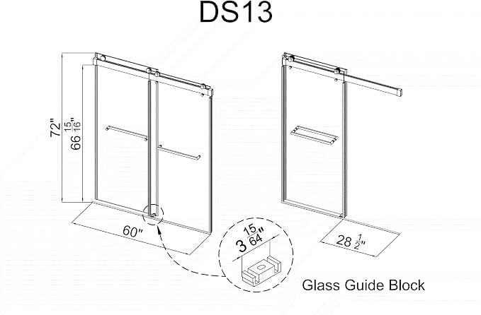 Frameless Soft Close Shower Door, 72 "H, 3/8" Clear Tempered Glass, Double - Image 9