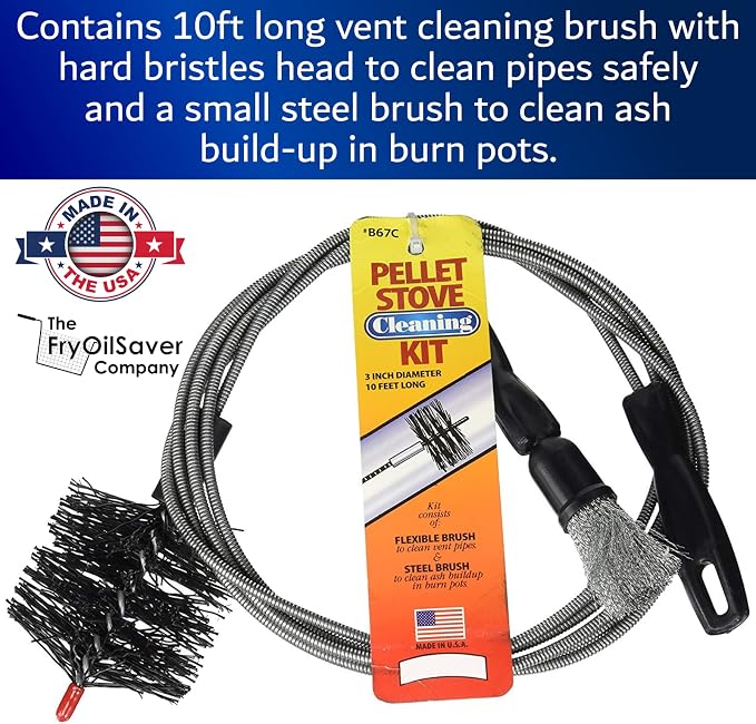 Pellet Stove & Dryer Vent Cleaner Kit – 10 ft Long Steel Flexible Brush - Image 4