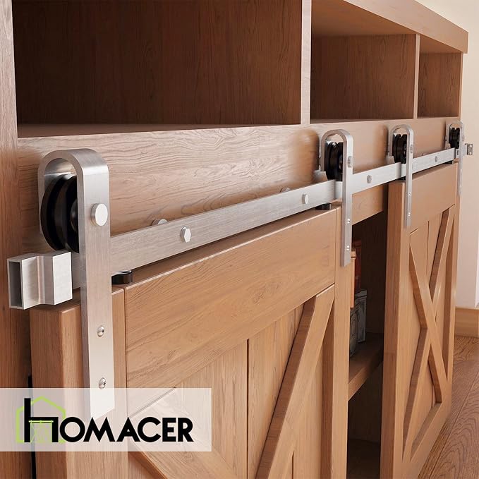 Homacer Mini Brushed Nickel Non-Bypass Sliding Barn Door Hardware Kit, - Image 6