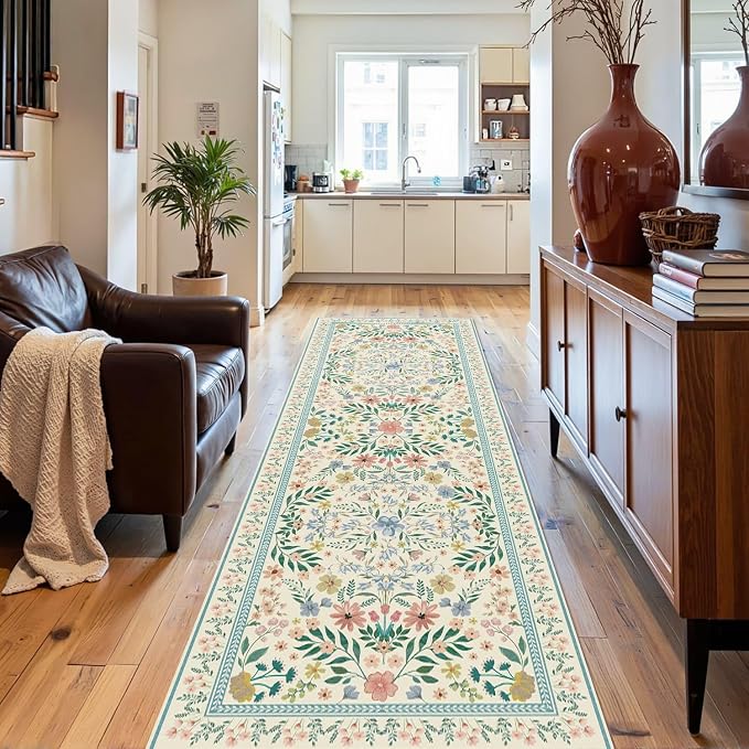 2x6 Floral Runner Rug, Washable Runners by Rugxara