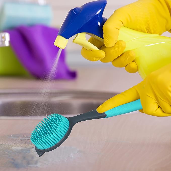 PHYEX 2-Pack Dish Brush with Handle, Kitchen Dish Scrubber Soft Dishwashing - Image 5