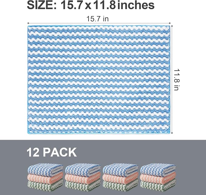 JOYMOOP 12 Pack Microfiber Cleaning Cloth, Larger Kitchen Towels, Dish Rags - Image 8