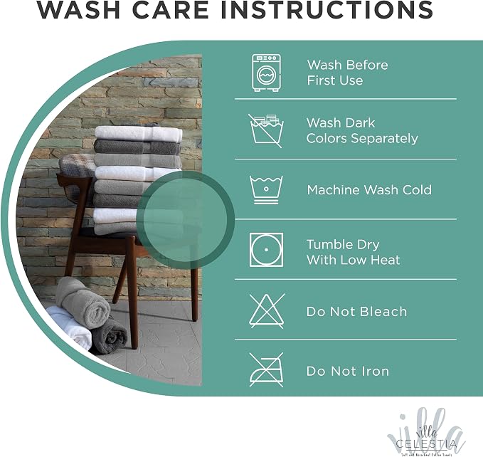 100% Cotton Bath Towel Set of 12-4 Bath Towels, 4 Hand Towels, 4 Wash Cloths - Image 6
