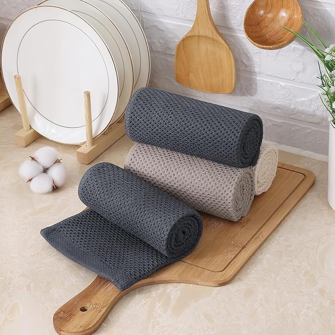 Kitinjoy 100% Cotton Waffle Weave Kitchen Hand Towels - Image 7