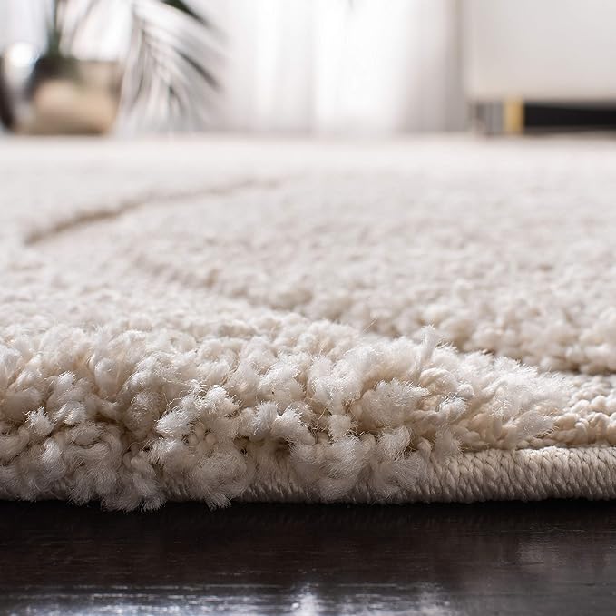 SAFAVIEH Florida Shag Collection Area Rug - 8'6" x 12', Creme & Creme, Non-Shedding & Easy Care, 1.2-inch Thick Ideal for High Traffic Areas in Living Room, Bedroom (SG471-1111)