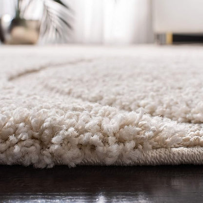 SAFAVIEH Florida Shag Collection Area Rug - 8'6" x 12', Creme & Creme, Non-Shedding & Easy Care, 1.2-inch Thick Ideal for High Traffic Areas in Living Room, Bedroom (SG471-1111)