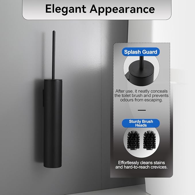 Wall Mounted Matte BlackToilet Brush - Image 3