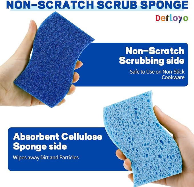 12 Count Non-Scratch Dish Sponges Kitchen, Long Lasting Cleaning Sponges - Image 3