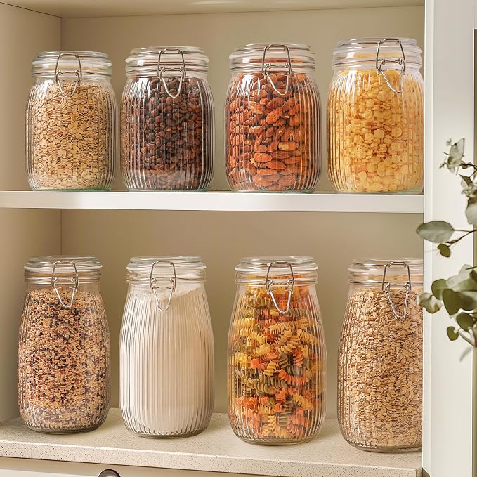 ComSaf Airtight Glass jar with lid 51oz Set of 3, Glass Storage Containers with - Image 7