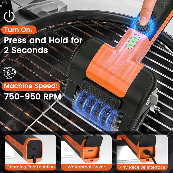 Electric Rotary Grill Brush, 950 RPM Cordless Rechargeable BBQ Tool - Image 4