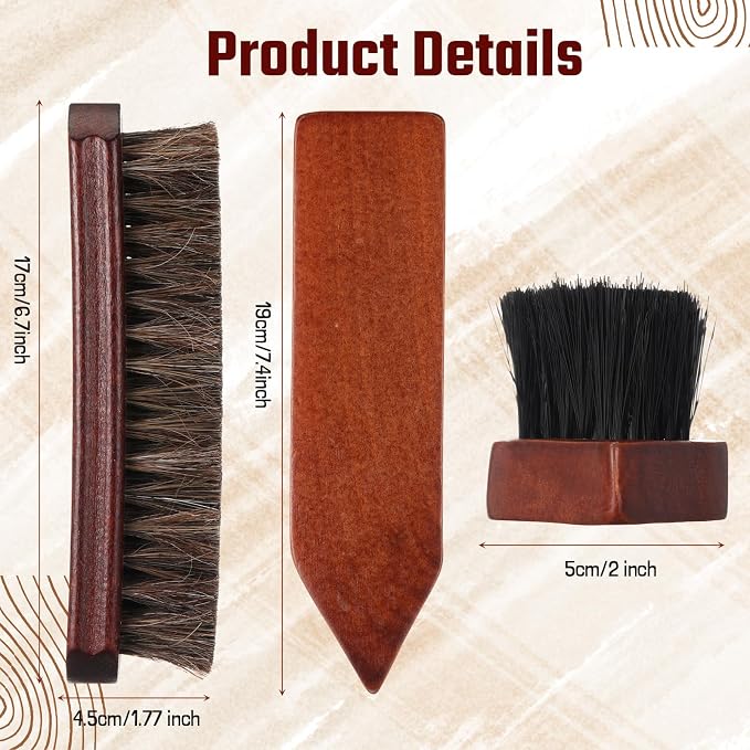 Vesici 5 Pcs Horsehair Shoe Polish Brush Kit Horse Hair Brush - Image 2