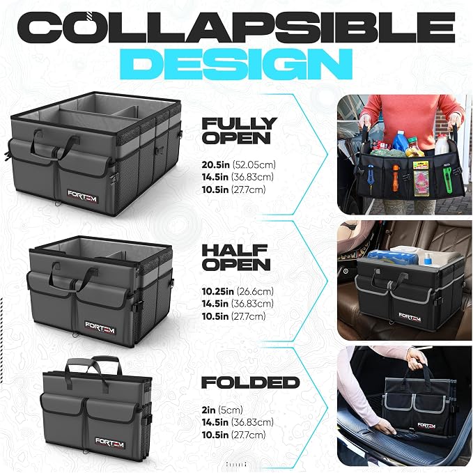 FORTEM Trunk Organizer For SUV Car Trunk Organizer, Foldable Storage, Car - Image 6