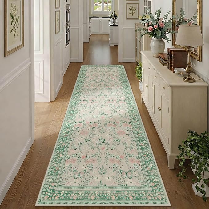 2'6" x 8' Floral Runner Rug, Washable Runners by Rugxara