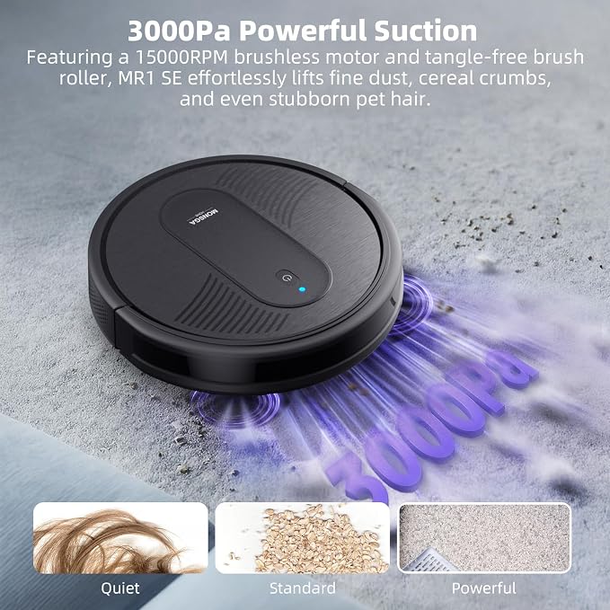 MONSGA Robot Vacuum Cleaner, 3000Pa Powerful Suction Robotic Vacuum, 3.2" - Image 2